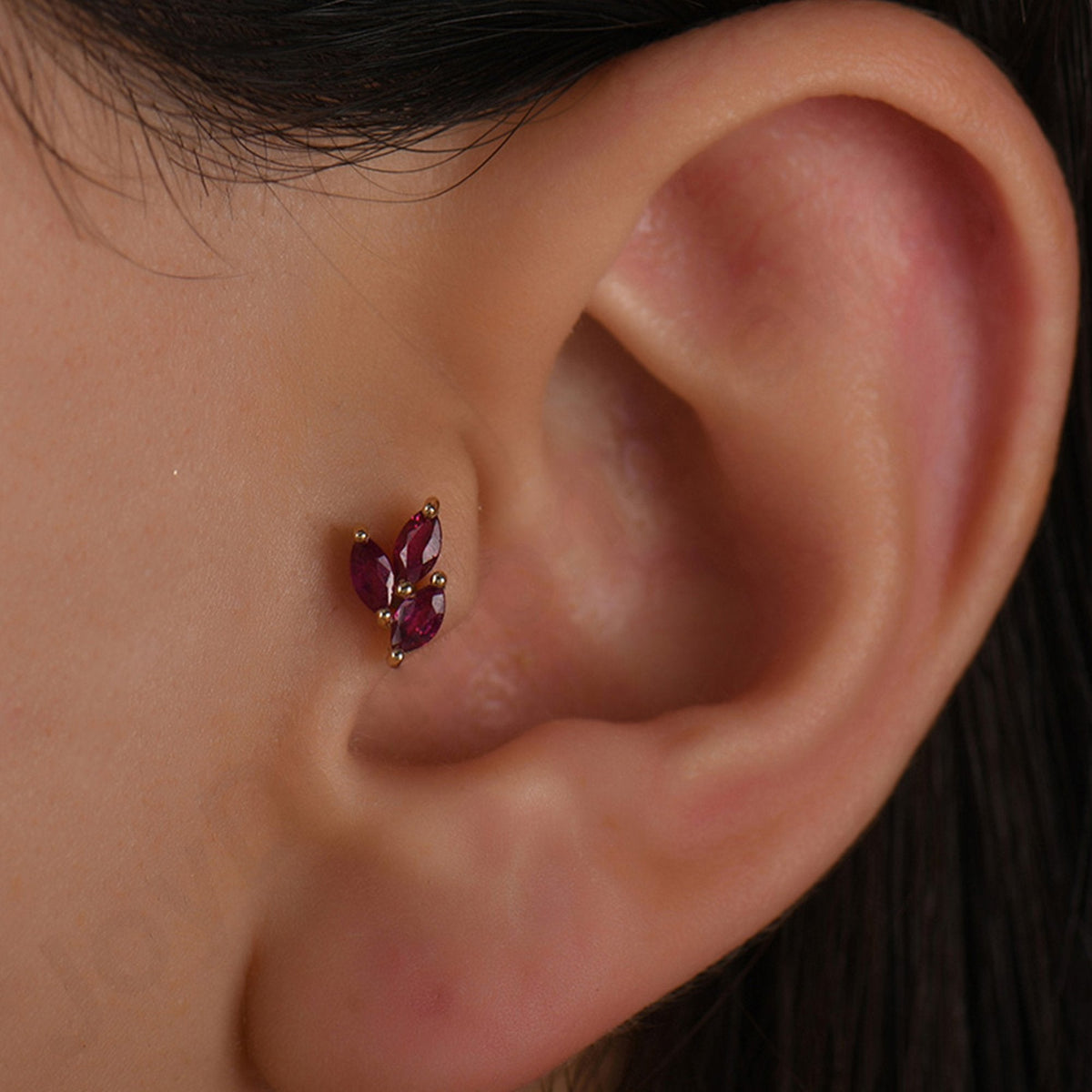 0.20 Carat Marquise Ruby Piercing