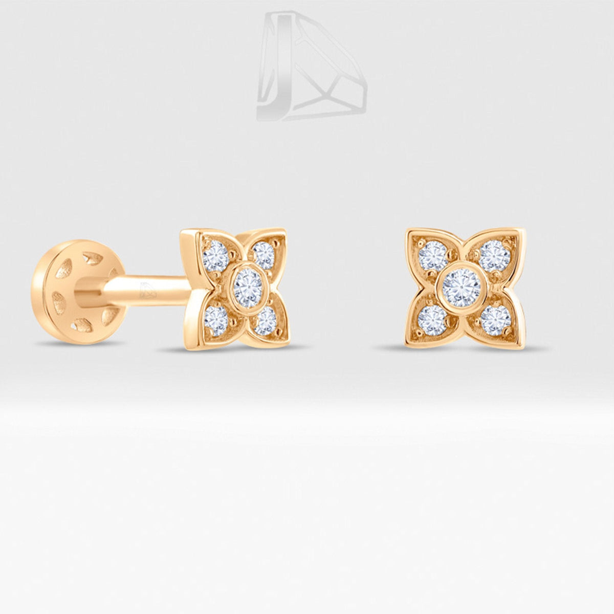 0.08 Carat Flower Diamond Piercing · Rose Gold