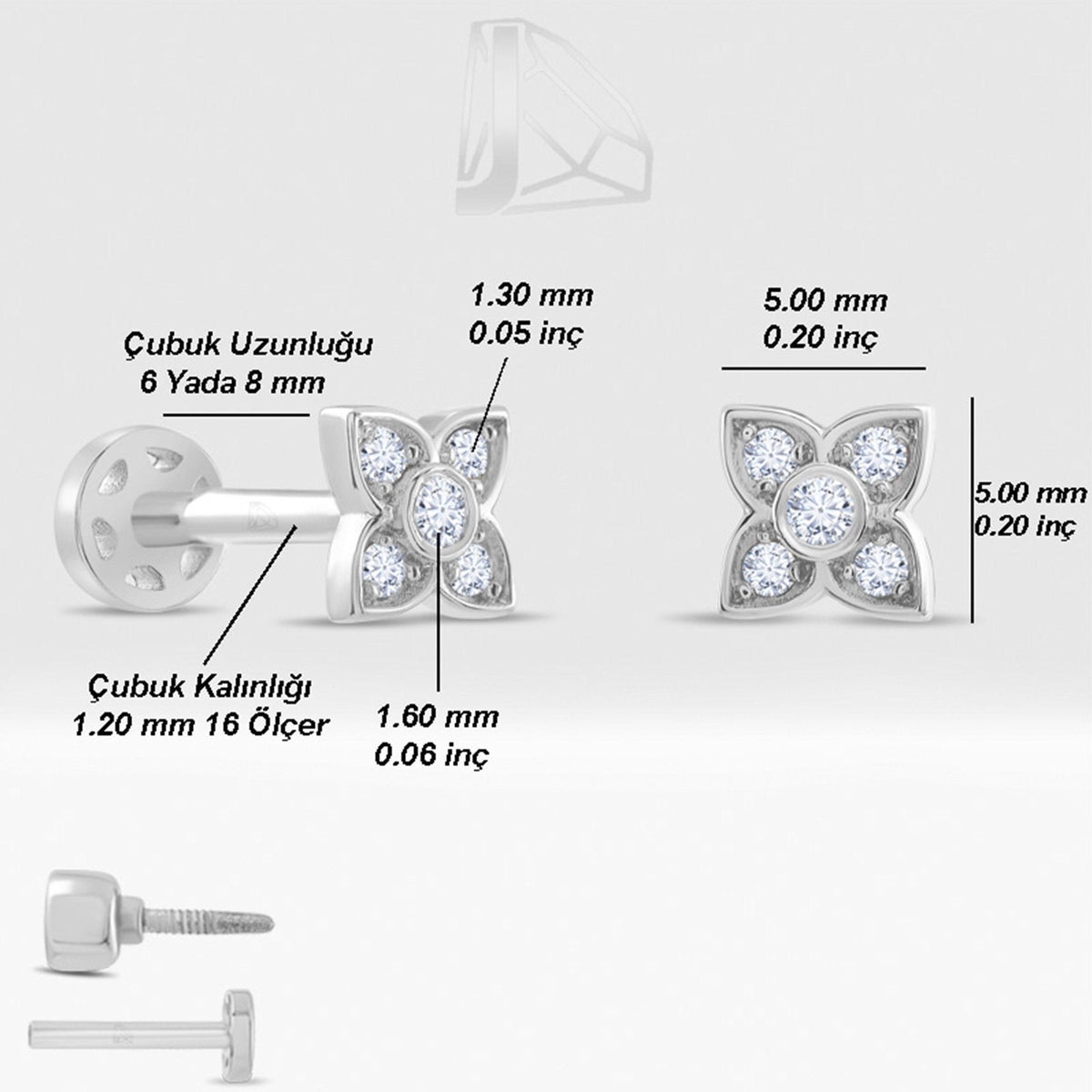 0.08 Carat Flower Diamond Piercing · White Gold