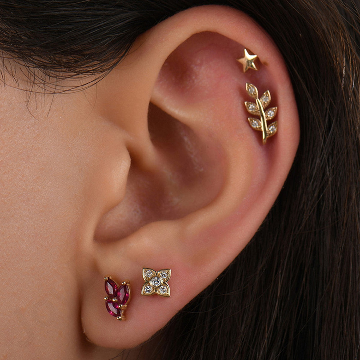 0.08 Carat Flower Diamond Piercing