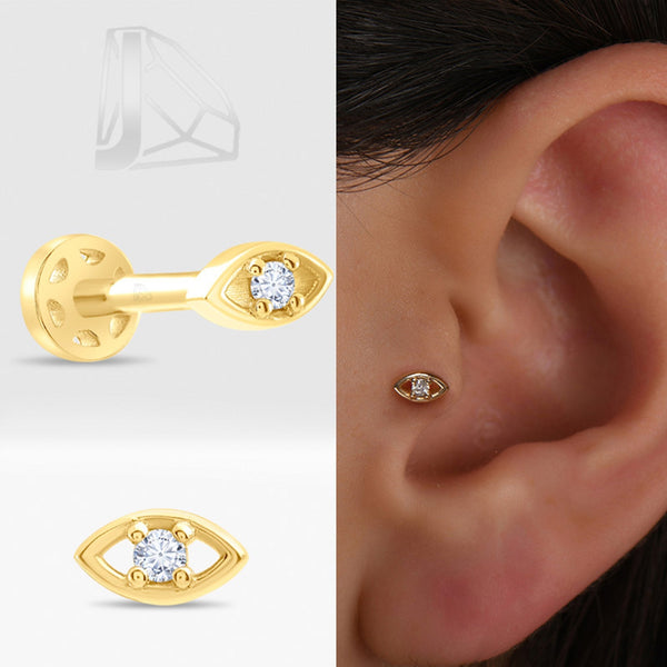 0.02 Carat Eye Diamond Piercing · Yellow Gold