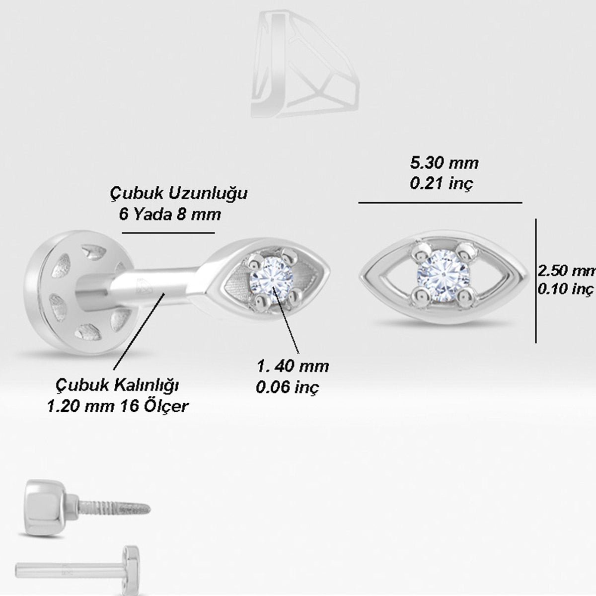 0.02 Carat Eye Diamond Piercing · White Gold