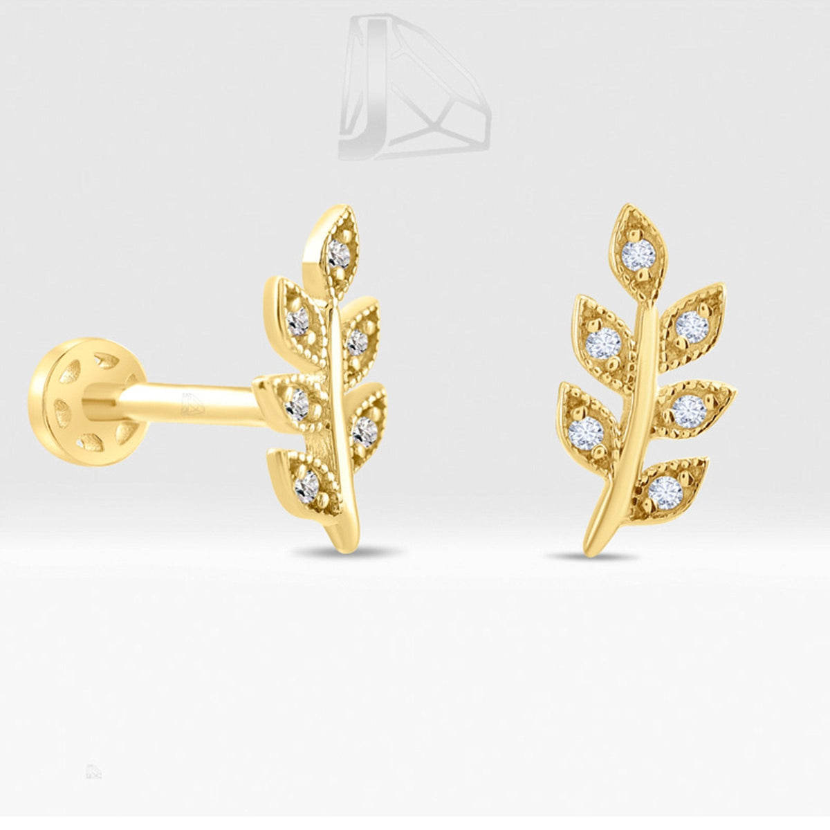 0.04 Carat Leaf Diamond Piercing · Yellow Gold
