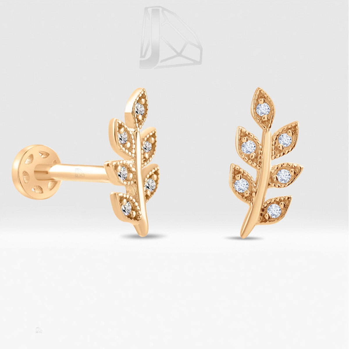 0.04 Carat Leaf Diamond Piercing · Rose Gold