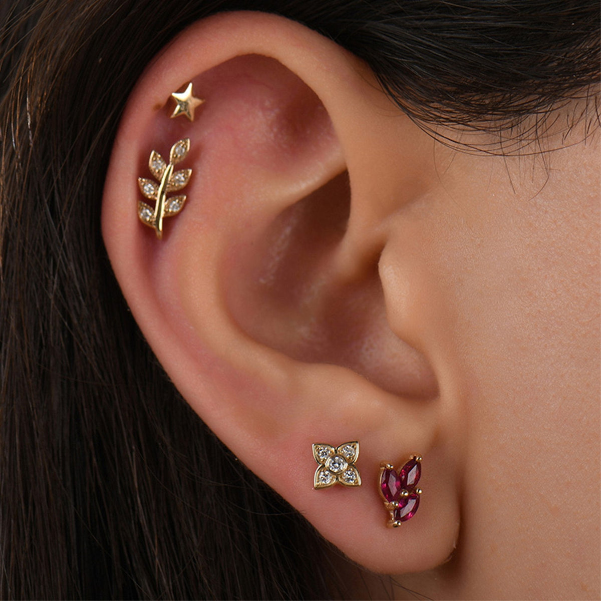 0.04 Carat Leaf Diamond Piercing