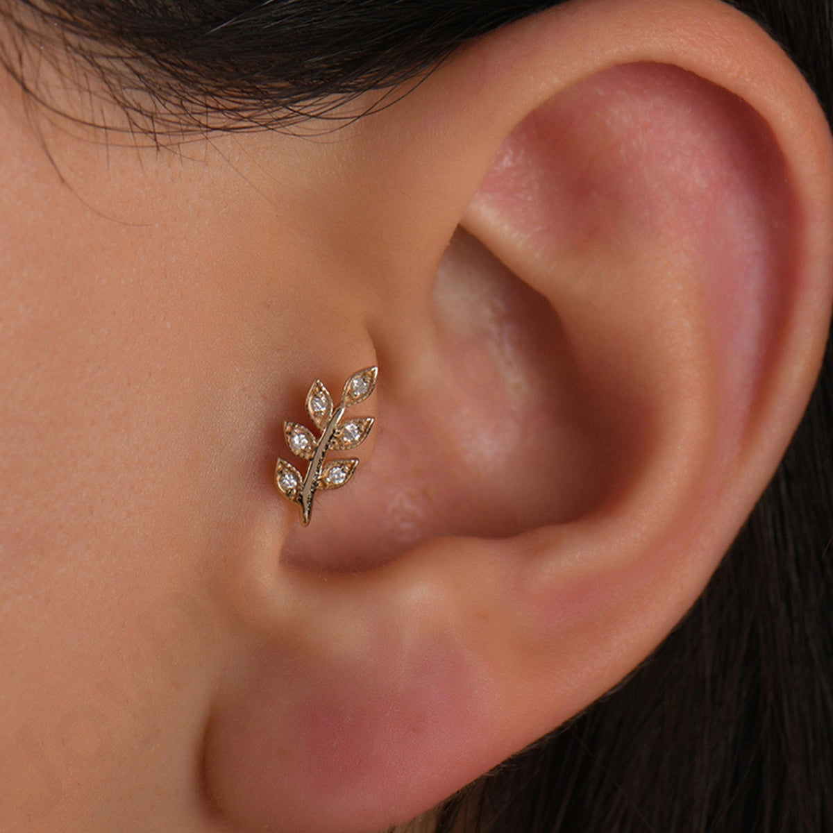 0.04 Carat Leaf Diamond Piercing