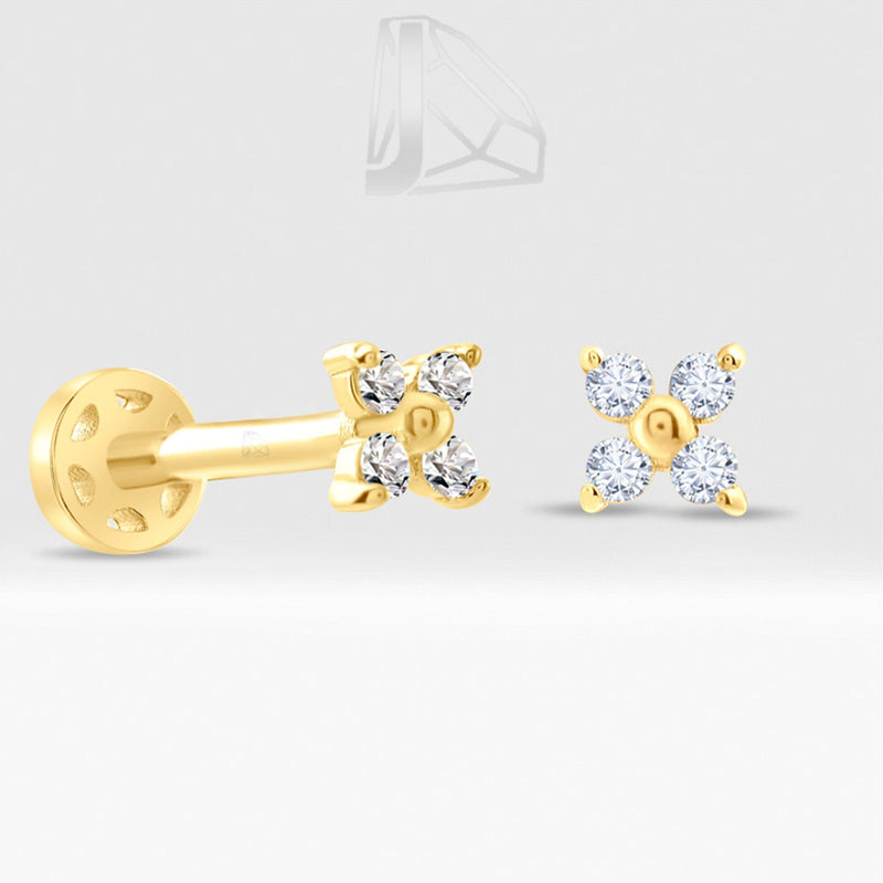 0.05 Carat Flower Diamond Piercing · Yellow Gold