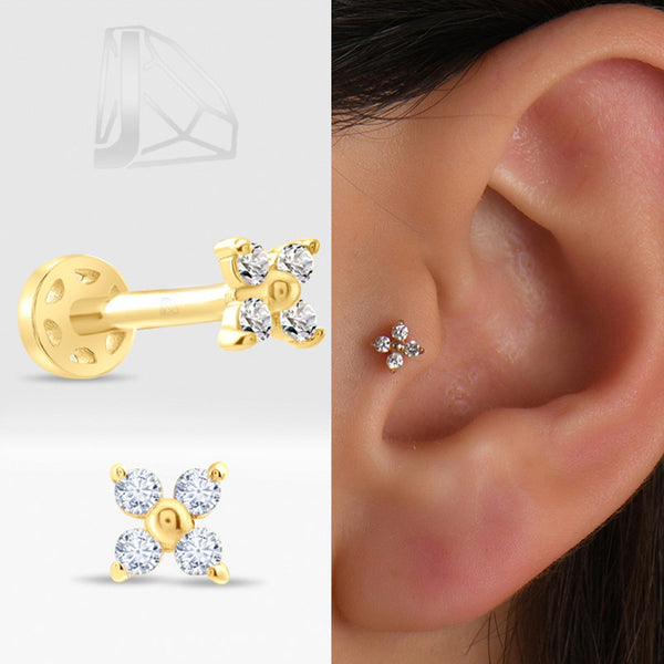 0.05 Carat Flower Diamond Piercing · Yellow Gold