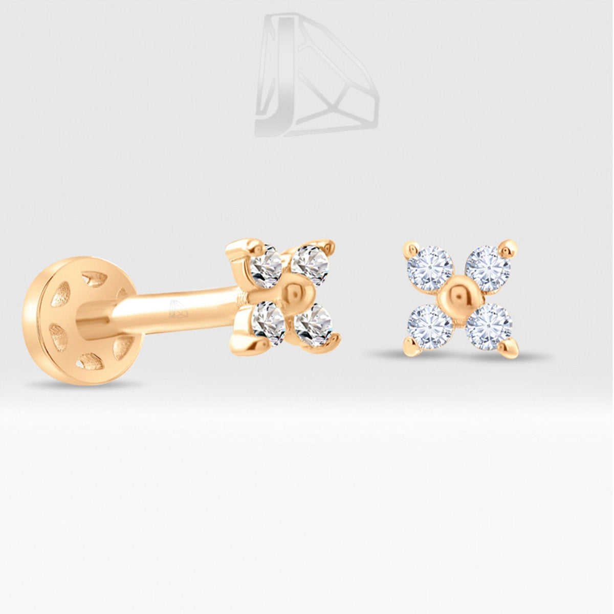 0.05 Carat Flower Diamond Piercing · Rose Gold