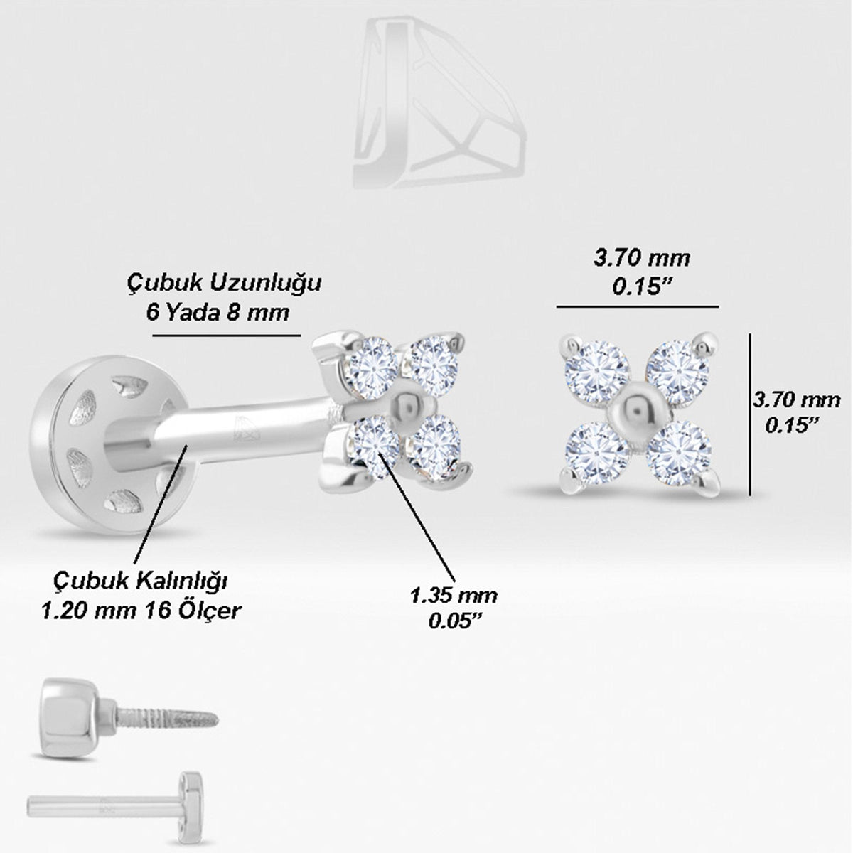 0.05 Carat Flower Diamond Piercing · White Gold