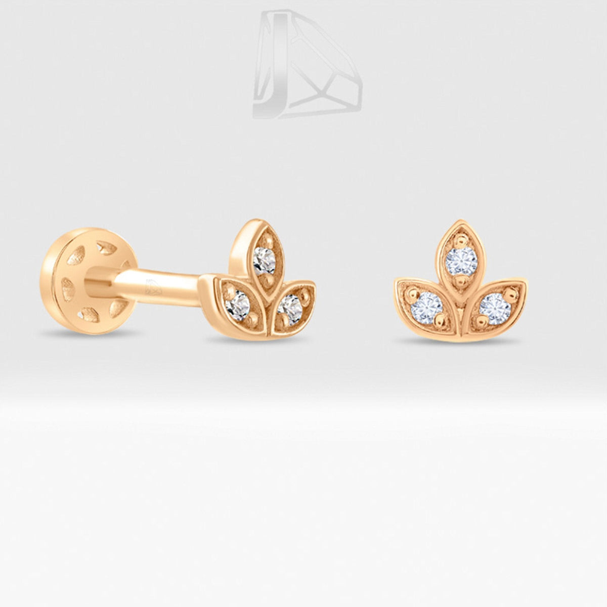0.03 Carat Three-Leaf Diamond Piercing · Rose Gold