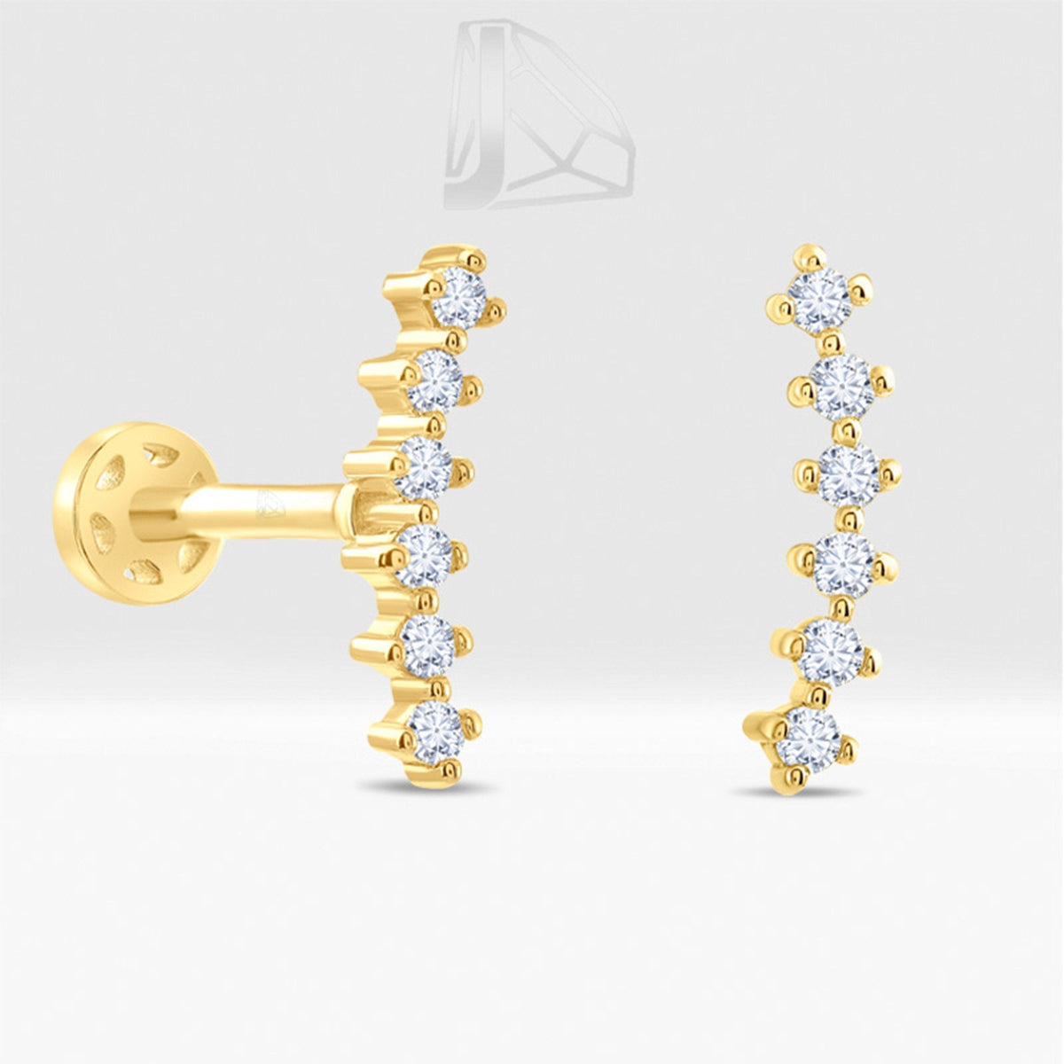 0.06 Carat Curved Diamond Piercing · Yellow Gold