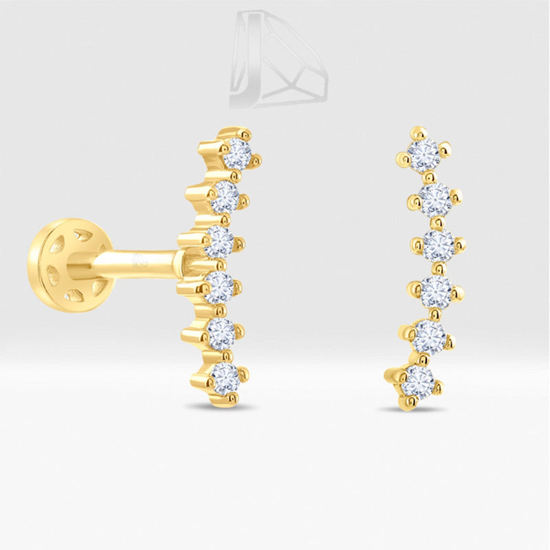 0.06 Carat Curved Diamond Piercing · Yellow Gold
