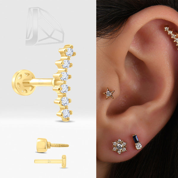 0.06 Carat Curved Diamond Piercing · Yellow Gold