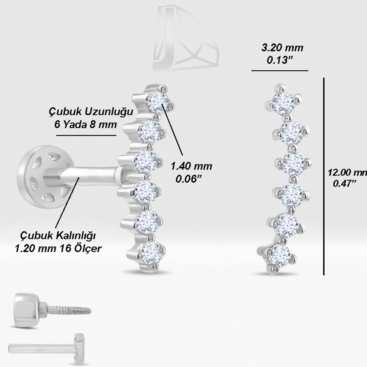 0.06 Carat Curved Diamond Piercing · White Gold