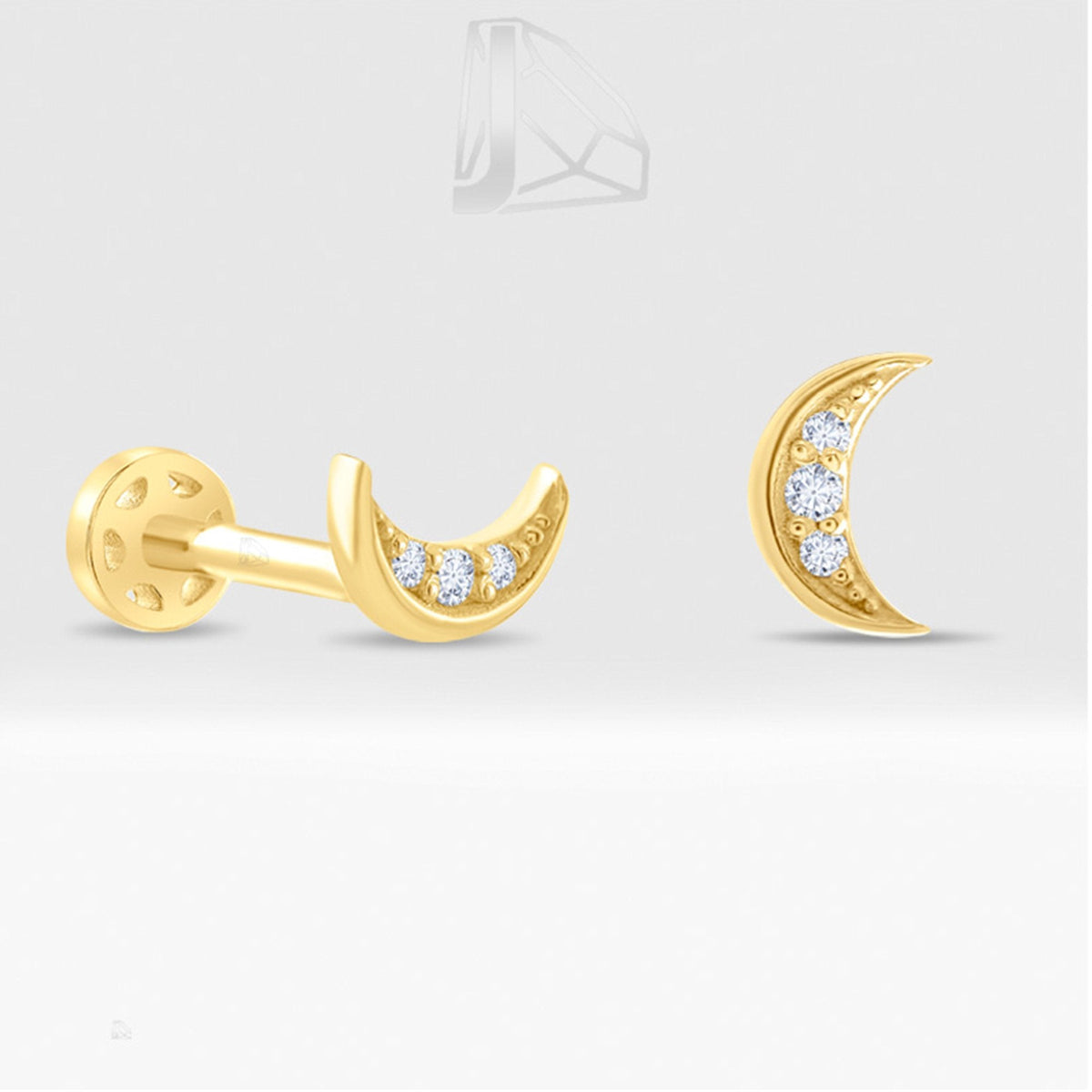 0.02 Carat Crescent Diamond Piercing · Yellow Gold