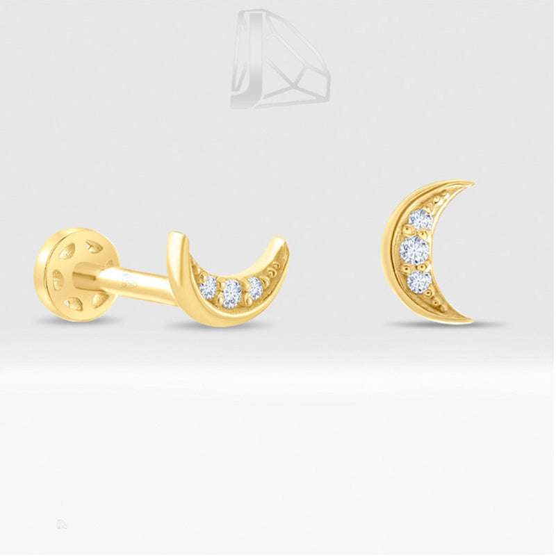 0.02 Carat Crescent Diamond Piercing · Yellow Gold