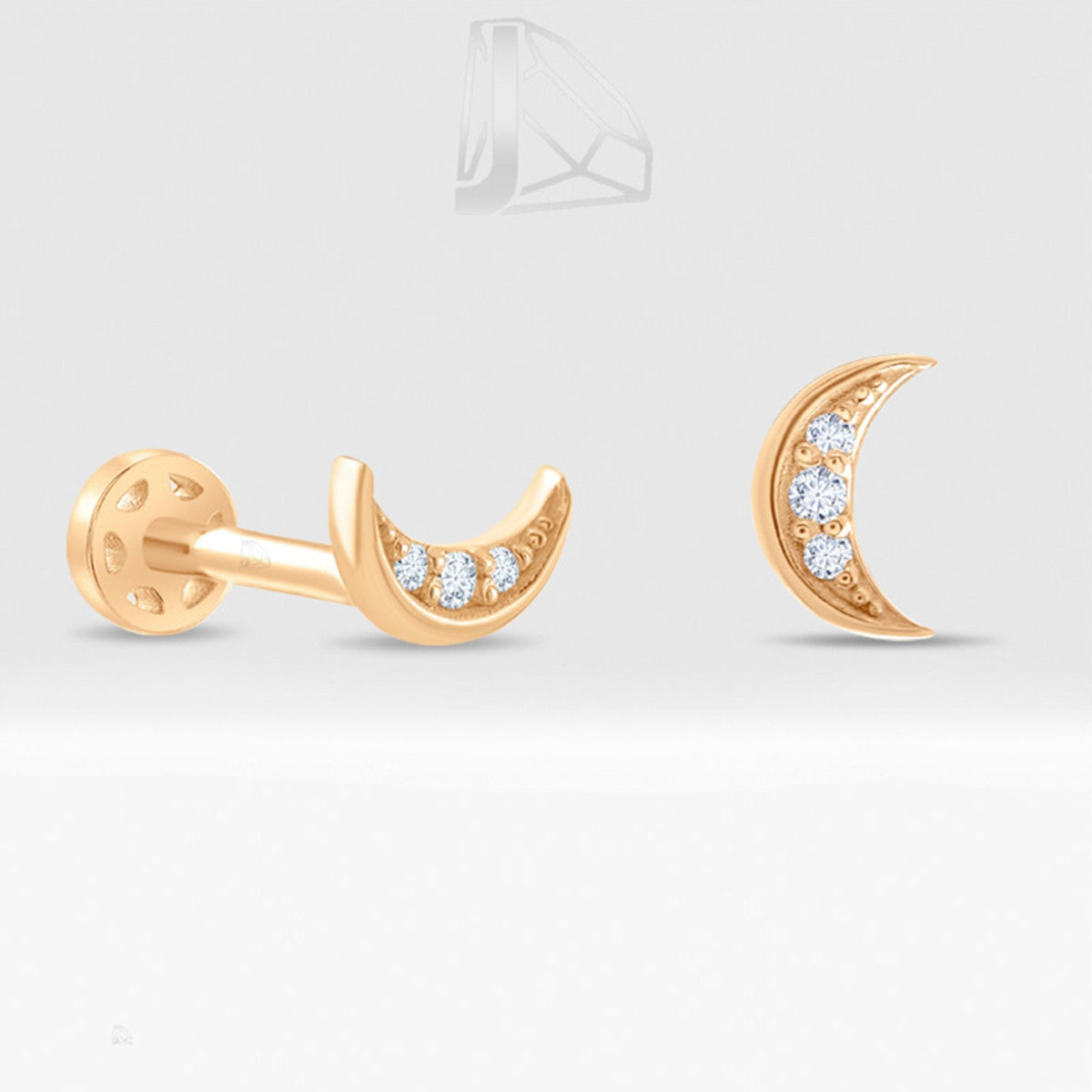 0.02 Carat Crescent Diamond Piercing · Rose Gold