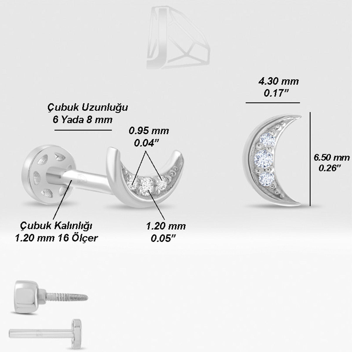 0.02 Carat Crescent Diamond Piercing · White Gold