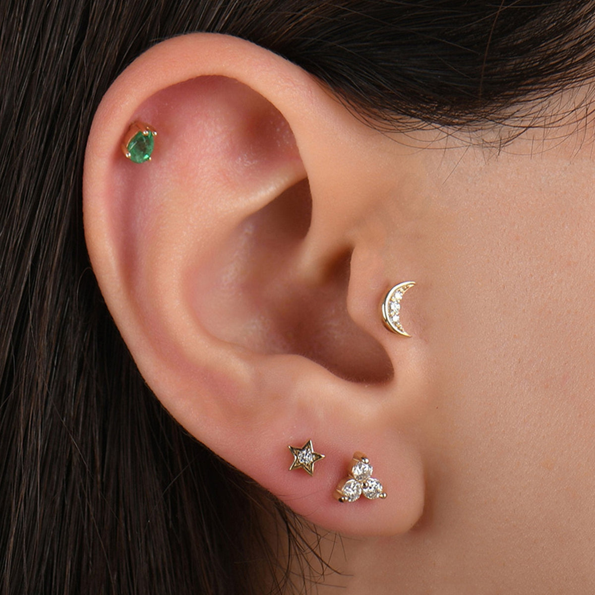 0.02 Carat Crescent Diamond Piercing