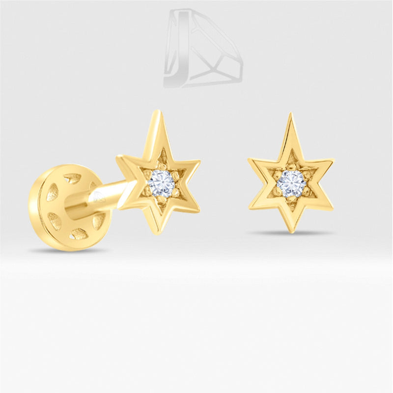0.02 Carat North Star Diamond Piercing · Yellow Gold
