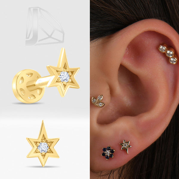 0.02 Carat North Star Diamond Piercing · Yellow Gold