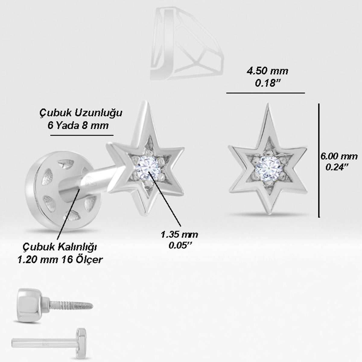 0.02 Carat North Star Diamond Piercing · White Gold