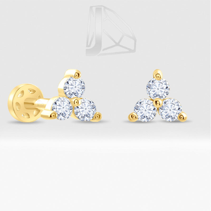 0.15 Carat Triangle Diamond Piercing · Yellow Gold