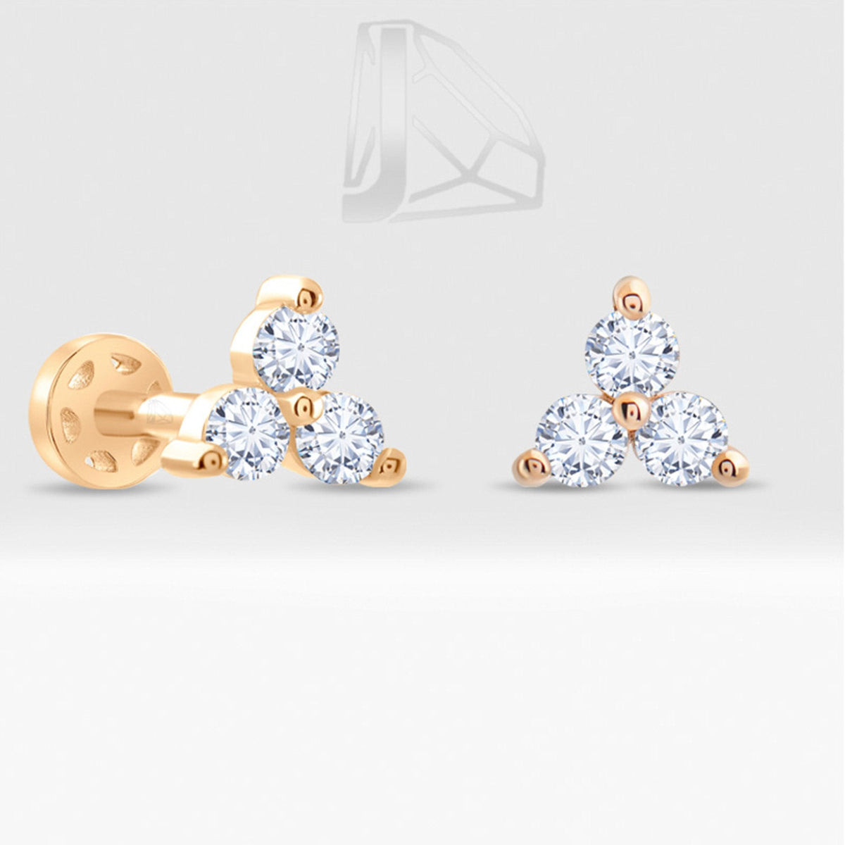 0.15 Carat Triangle Diamond Piercing · Rose Gold