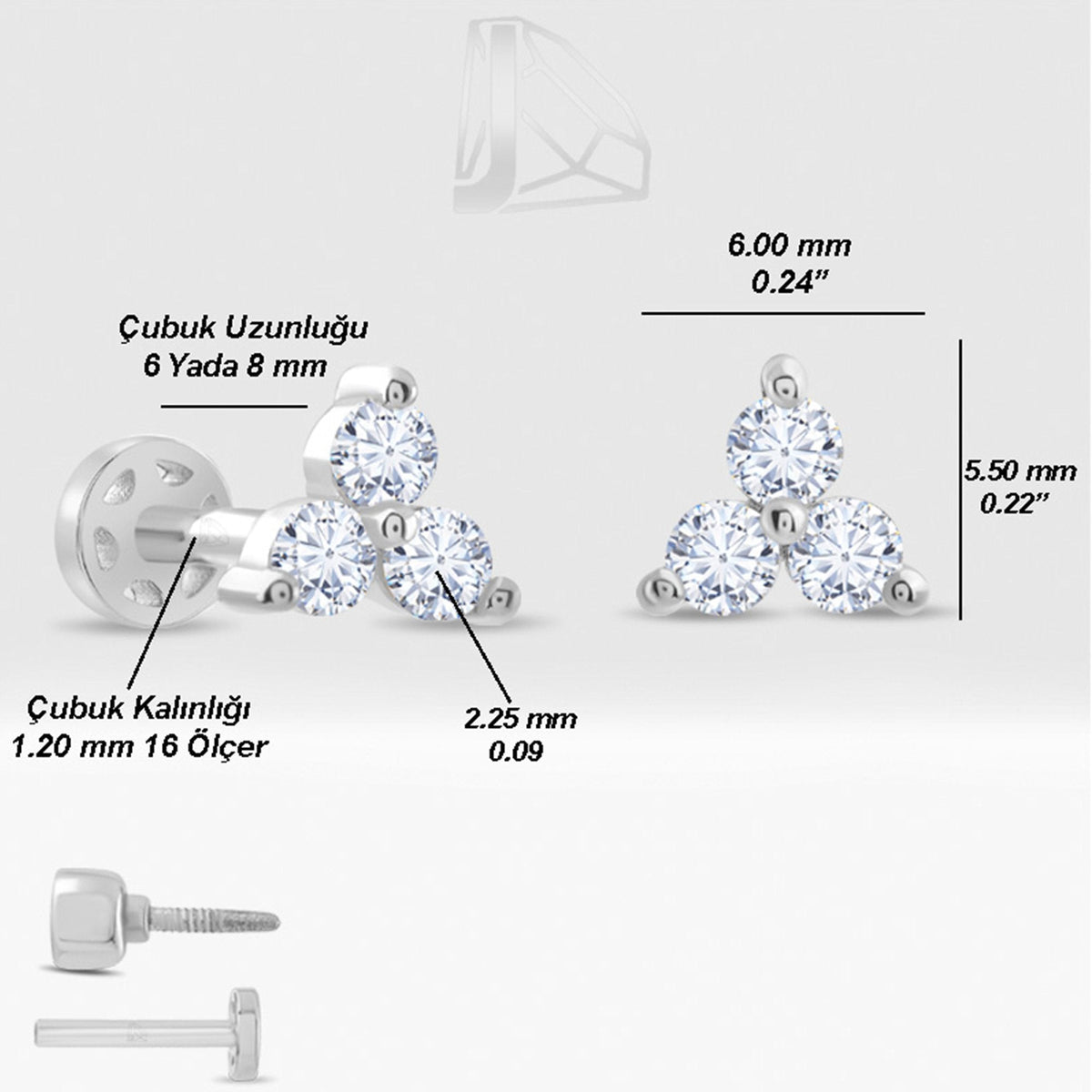 0.15 Carat Triangle Diamond Piercing · White Gold