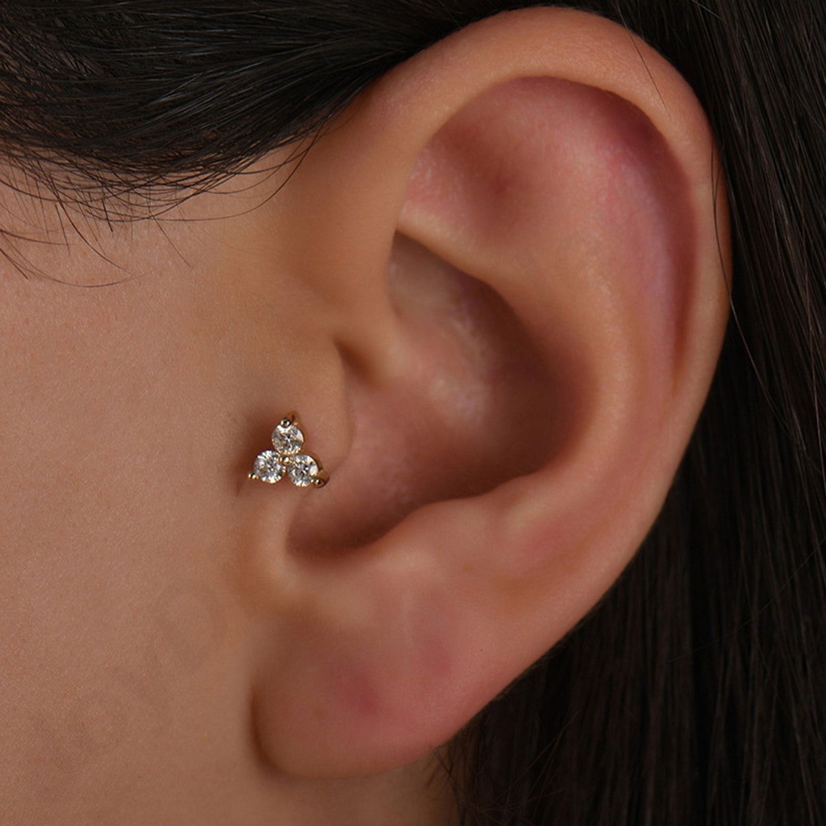 0.15 Carat Triangle Diamond Piercing
