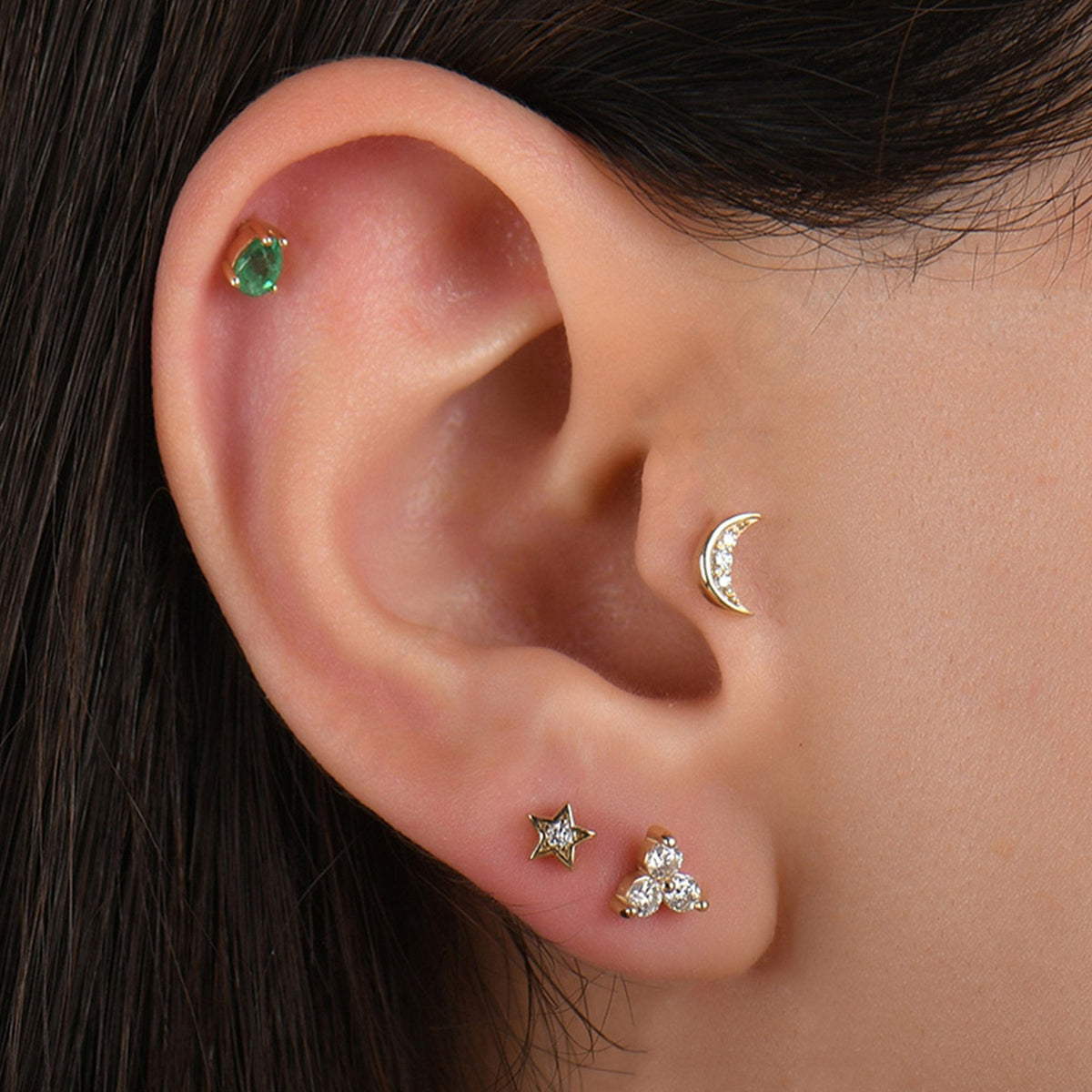 0.15 Carat Triangle Diamond Piercing
