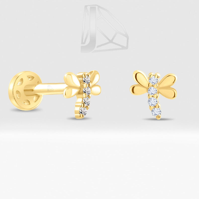 0.02 Carat Dragonfly Diamond Piercing · Yellow Gold
