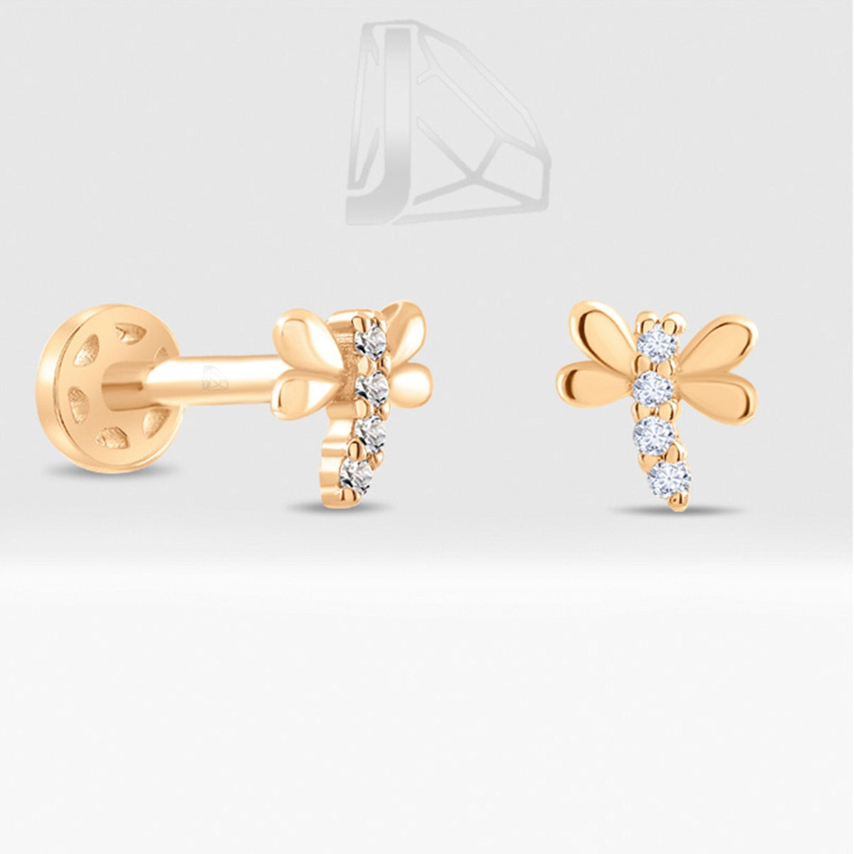 0.02 Carat Dragonfly Diamond Piercing · Rose Gold