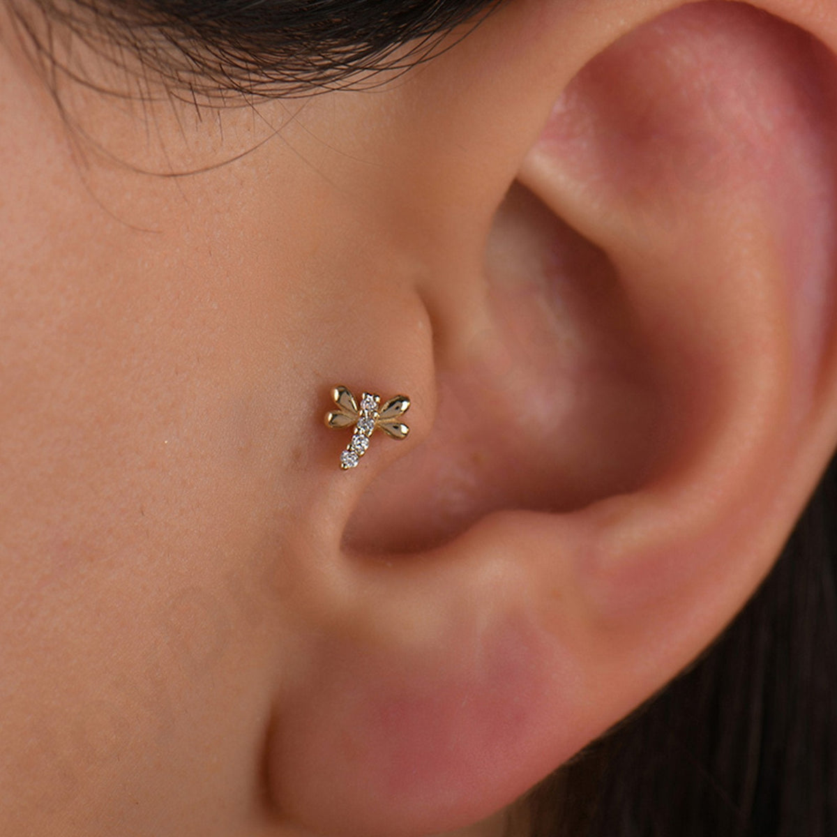 0.02 Carat Dragonfly Diamond Piercing