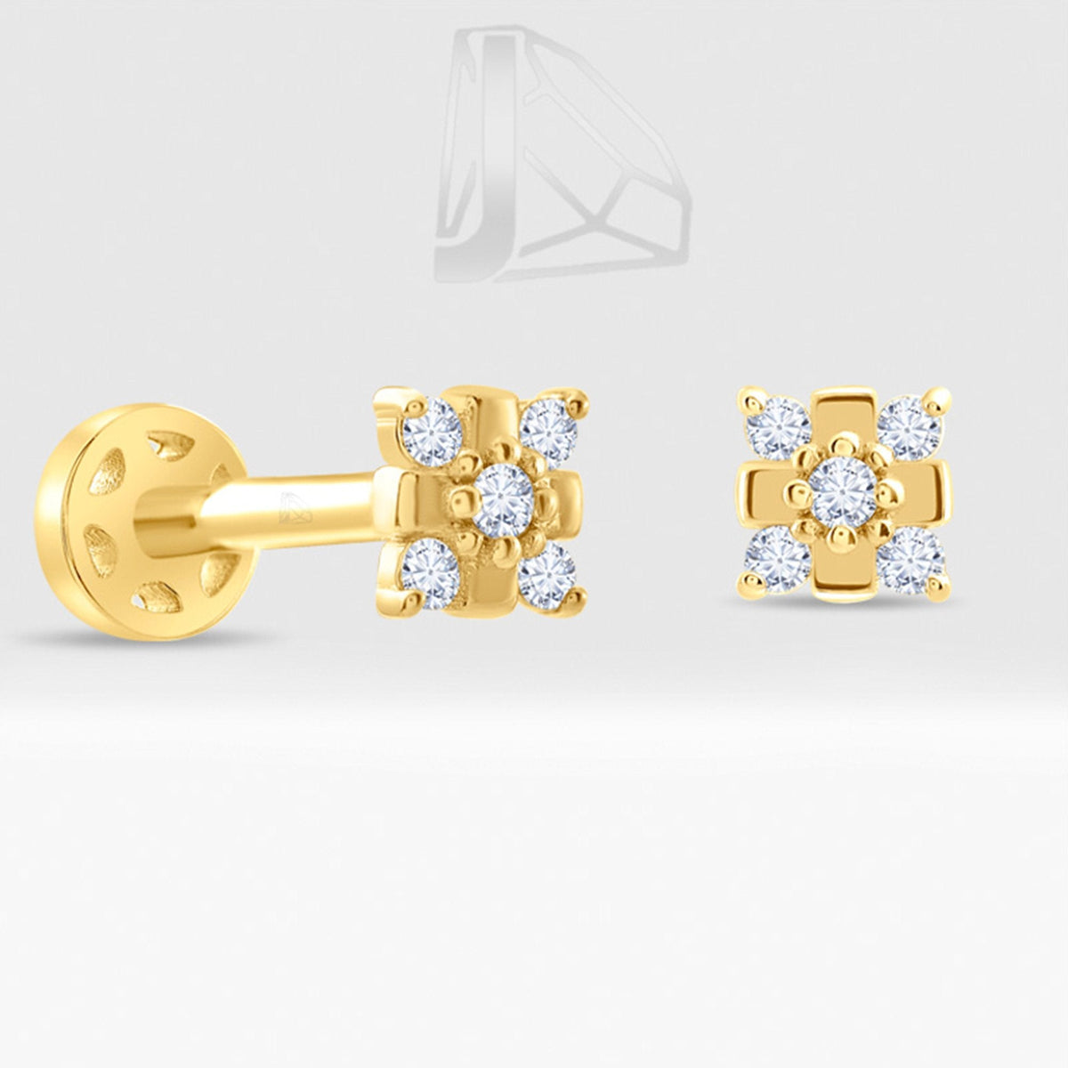 0.04 Carat Flower Diamond Piercing · Yellow Gold