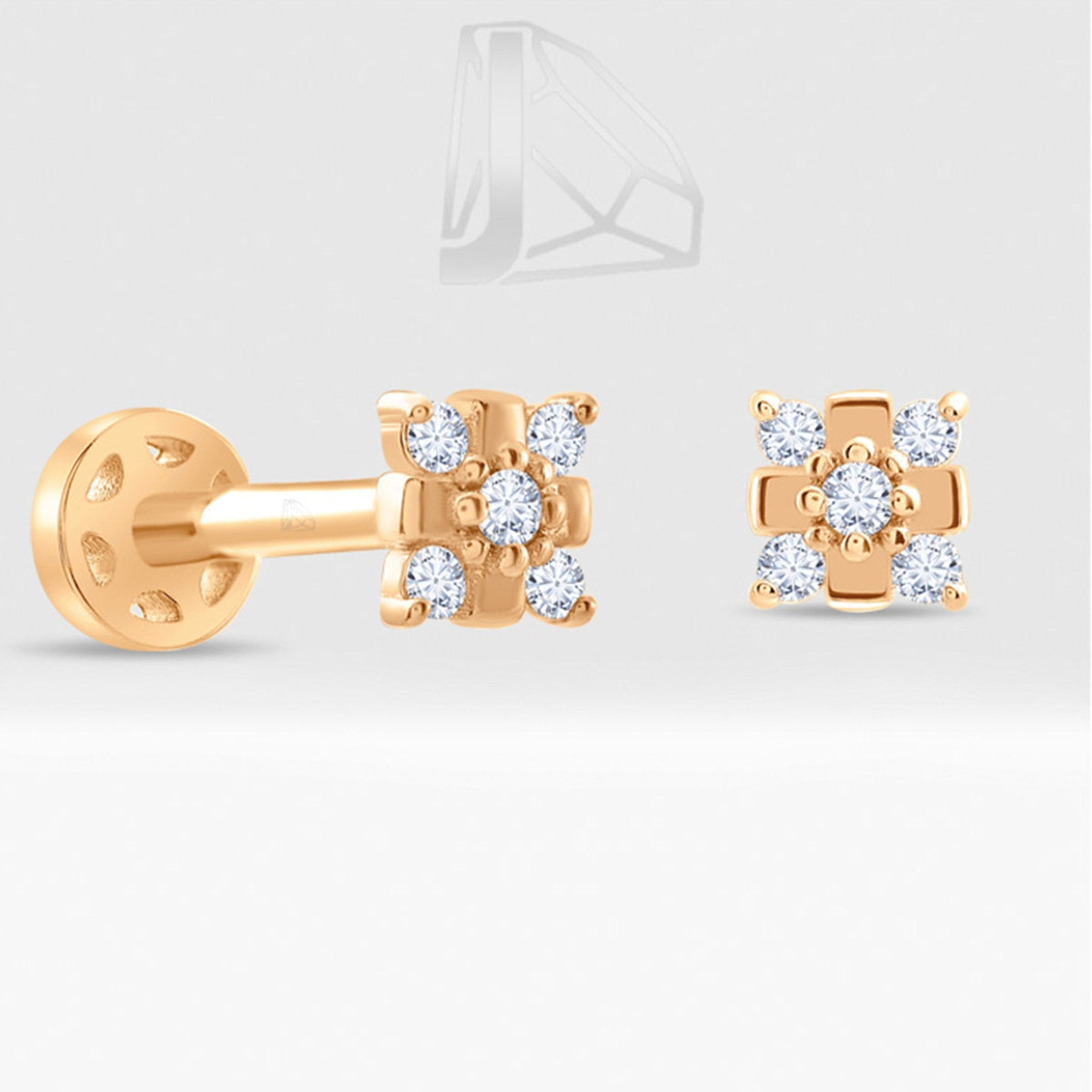 0.04 Carat Flower Diamond Piercing · Rose Gold