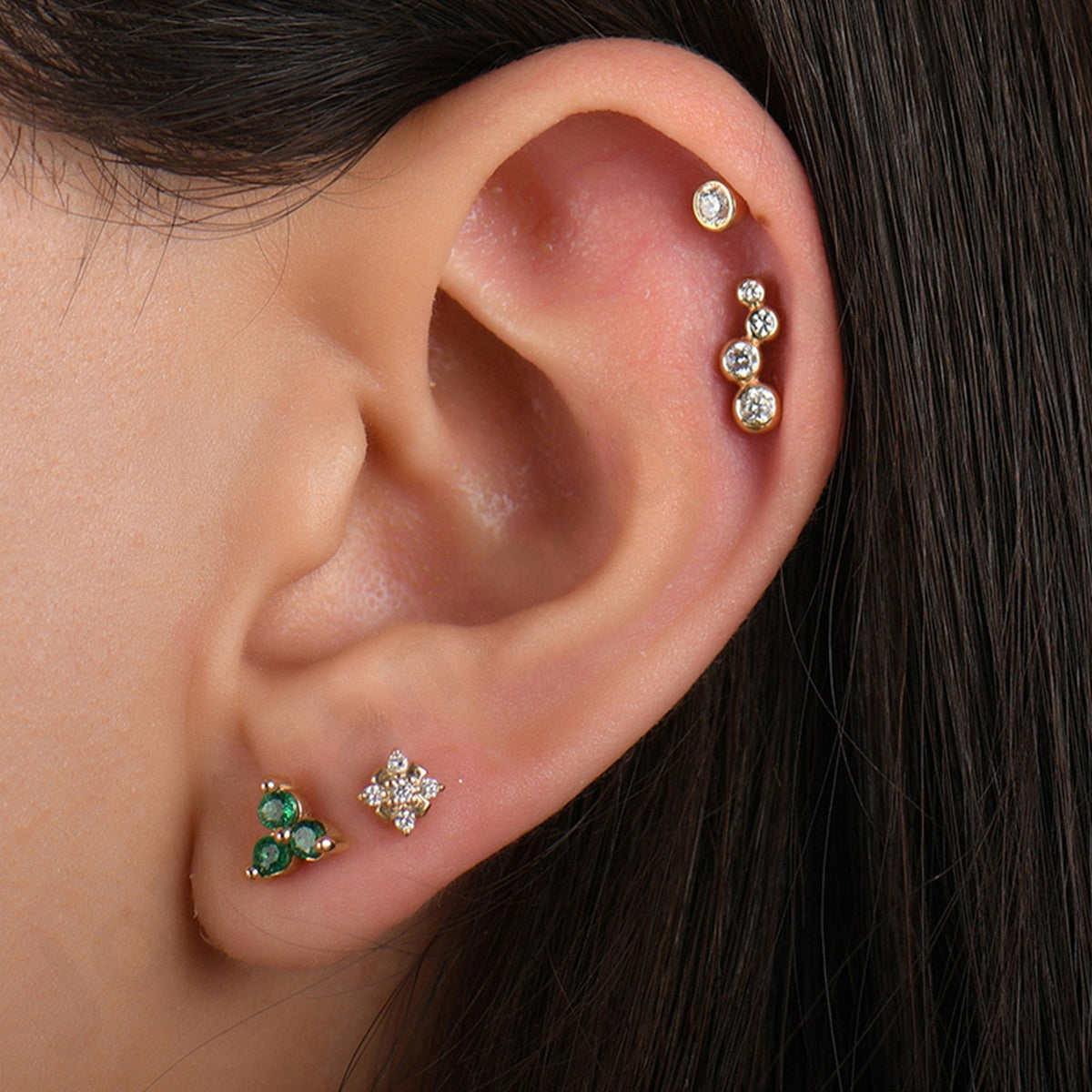 0.04 Carat Flower Diamond Piercing