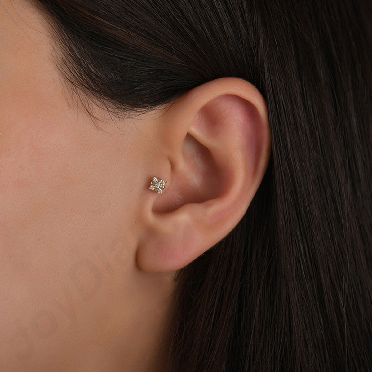 0.04 Carat Flower Diamond Piercing