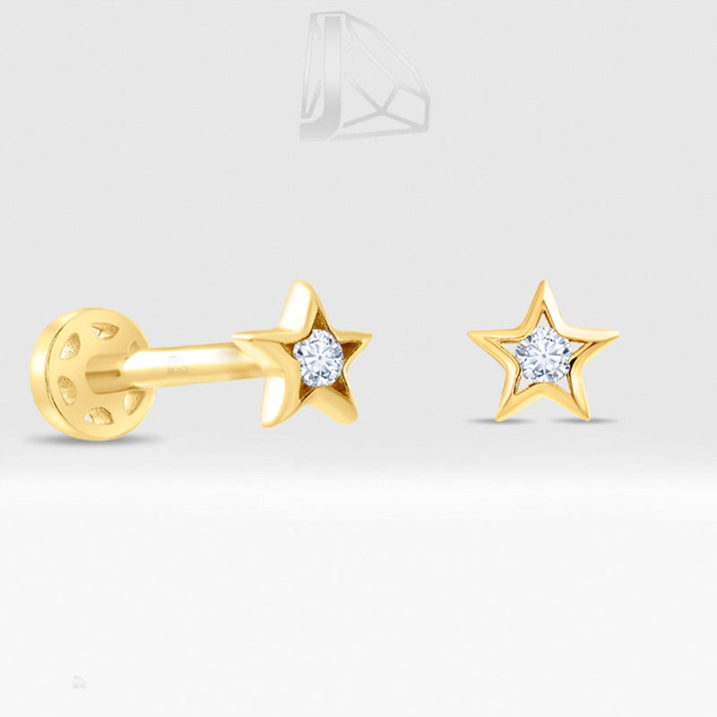 0.03 Carat Star Diamond Piercing · Yellow Gold