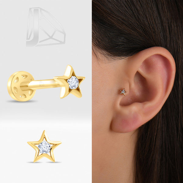 0.03 Carat Star Diamond Piercing · Yellow Gold