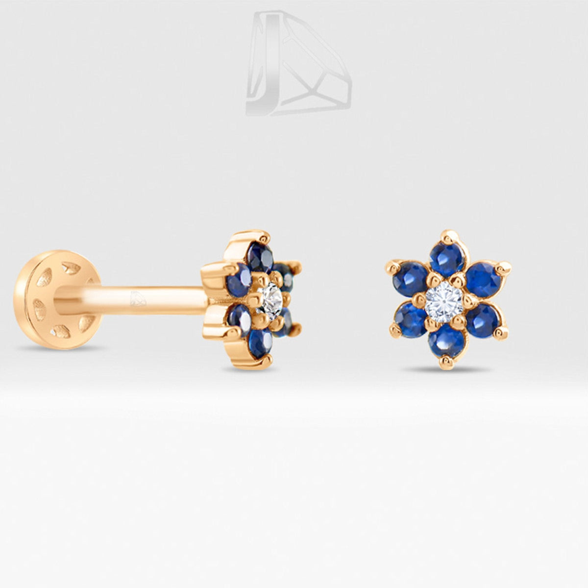 0.08 Carat Sapphire Flower Diamond Piercing · Rose Gold