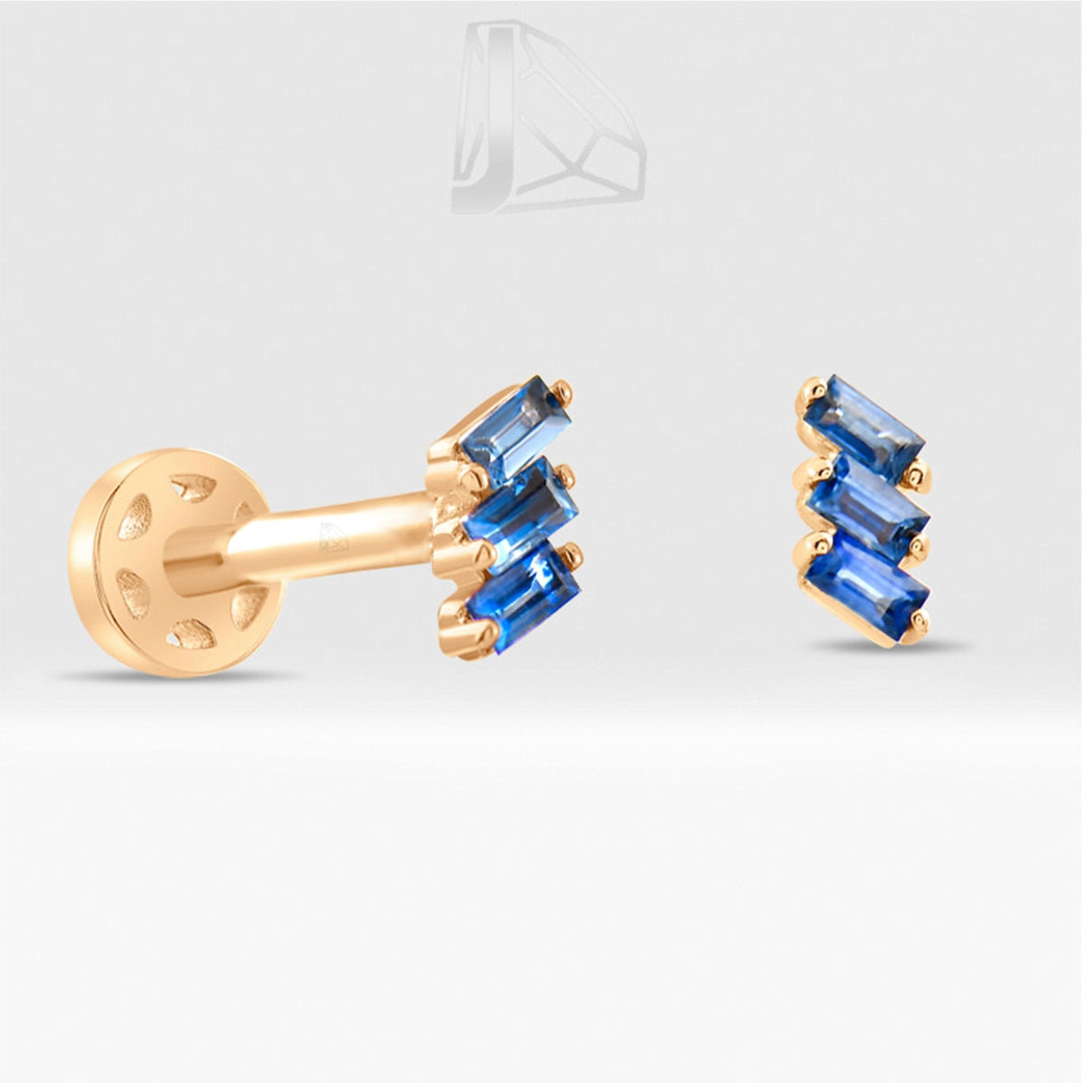 0.08 Carat Baguette Sapphire Piercing · Rose Gold