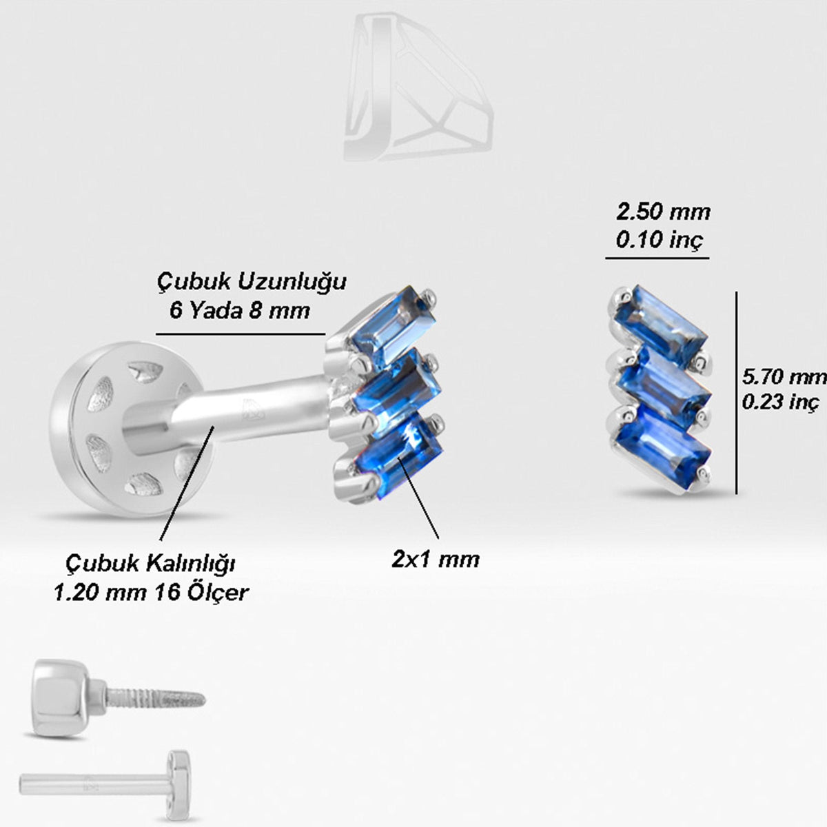 0.08 Carat Baguette Sapphire Piercing · White Gold
