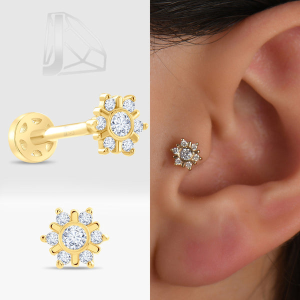 0.08 Carat Snowflake Diamond Piercing · Yellow Gold