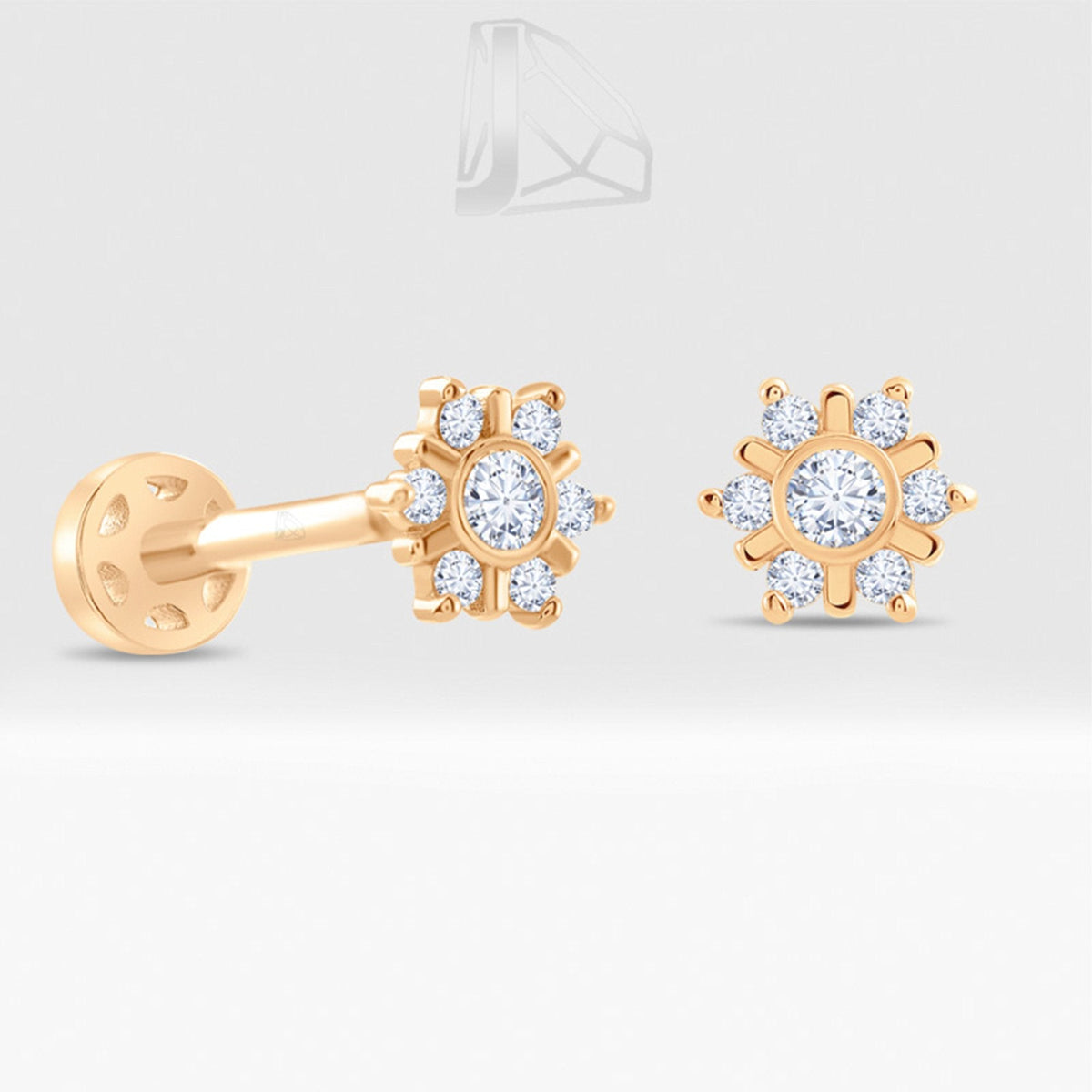 0.08 Carat Snowflake Diamond Piercing · Rose Gold