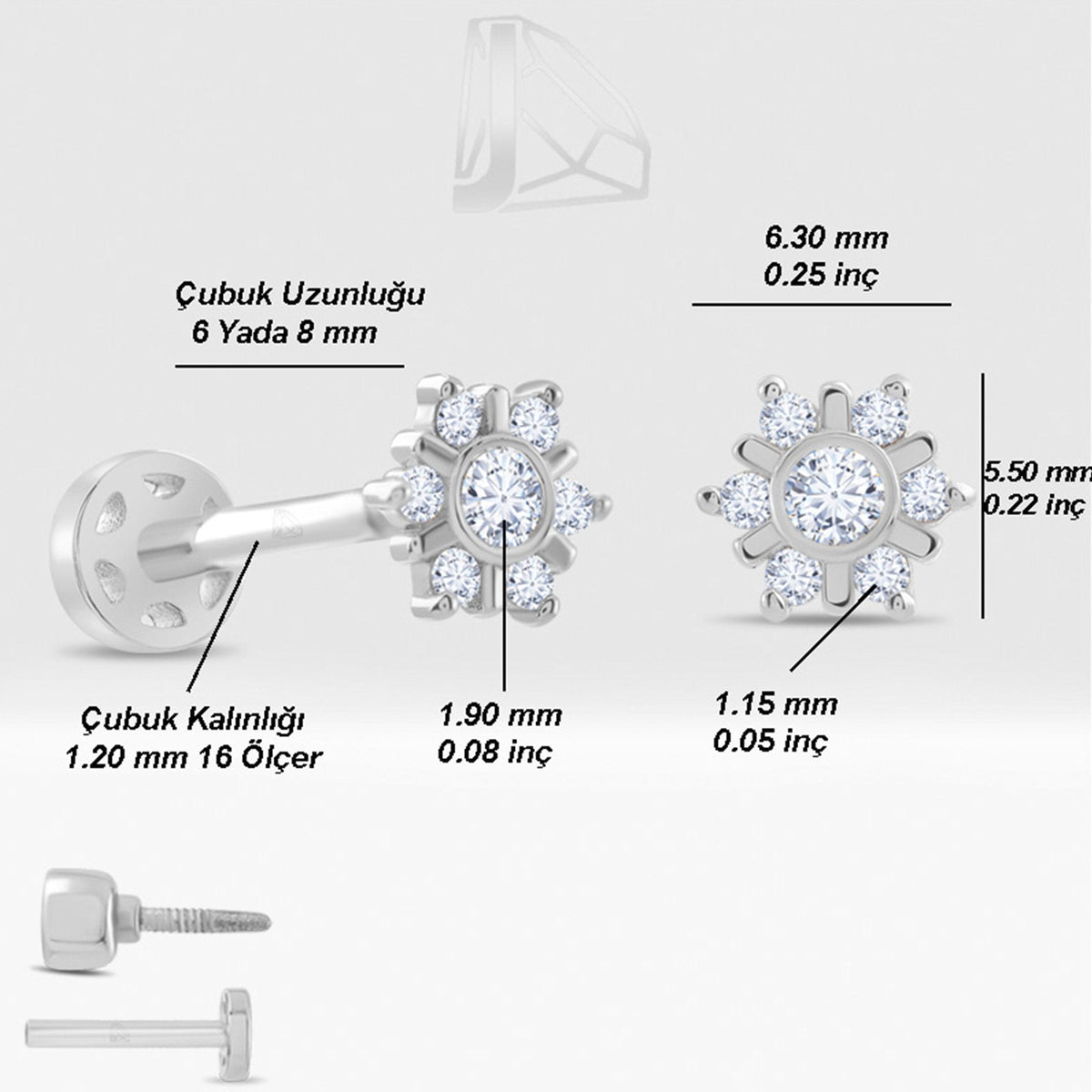 0.08 Carat Snowflake Diamond Piercing · White Gold