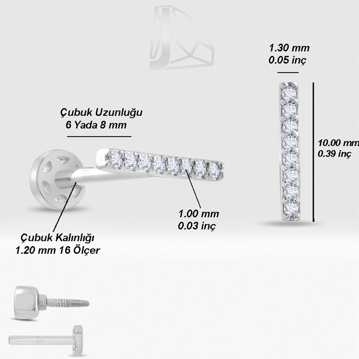 0.05 Carat Bar Diamond Piercing · White Gold
