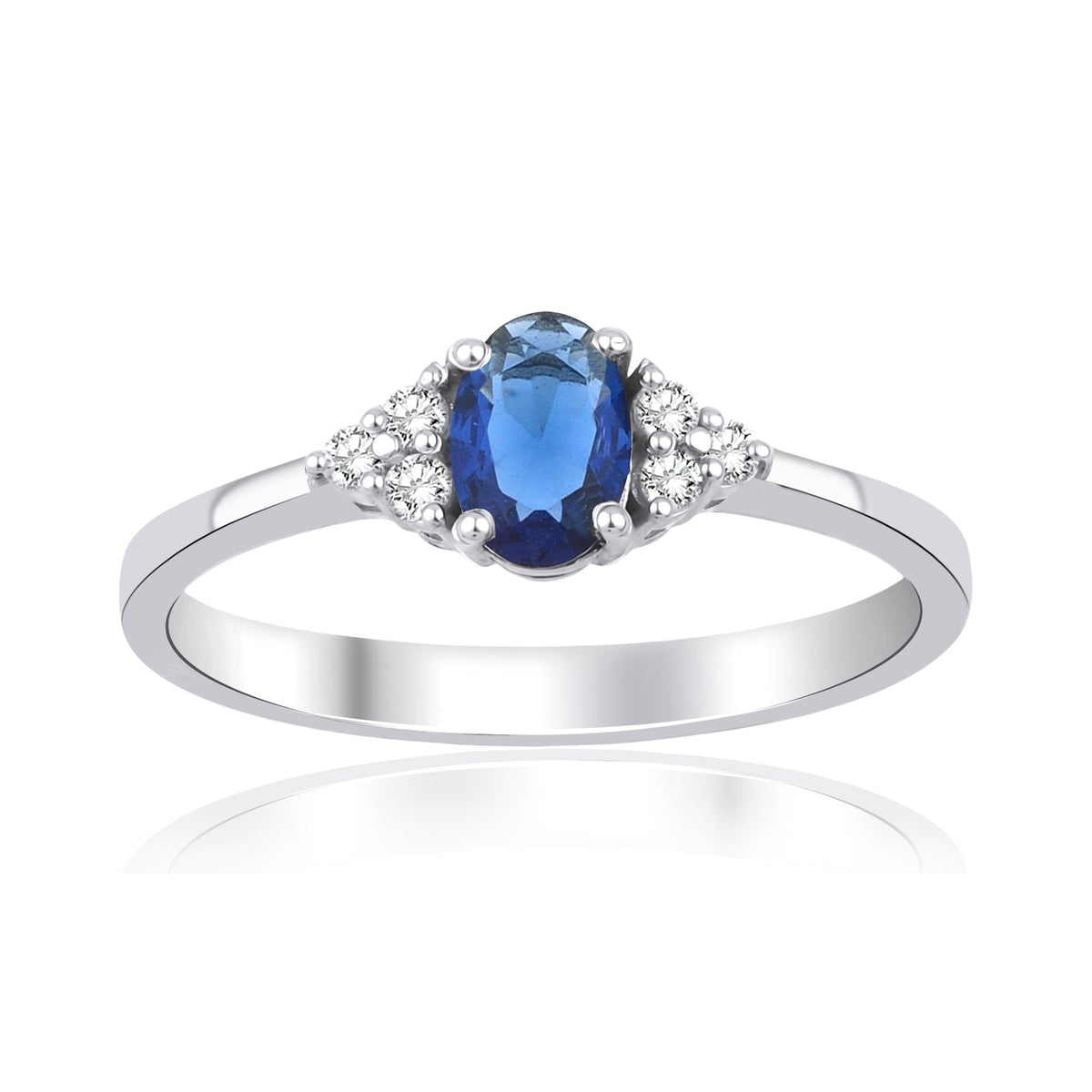 0.70 Carat Oval Sapphire Diamond Ring · White Gold