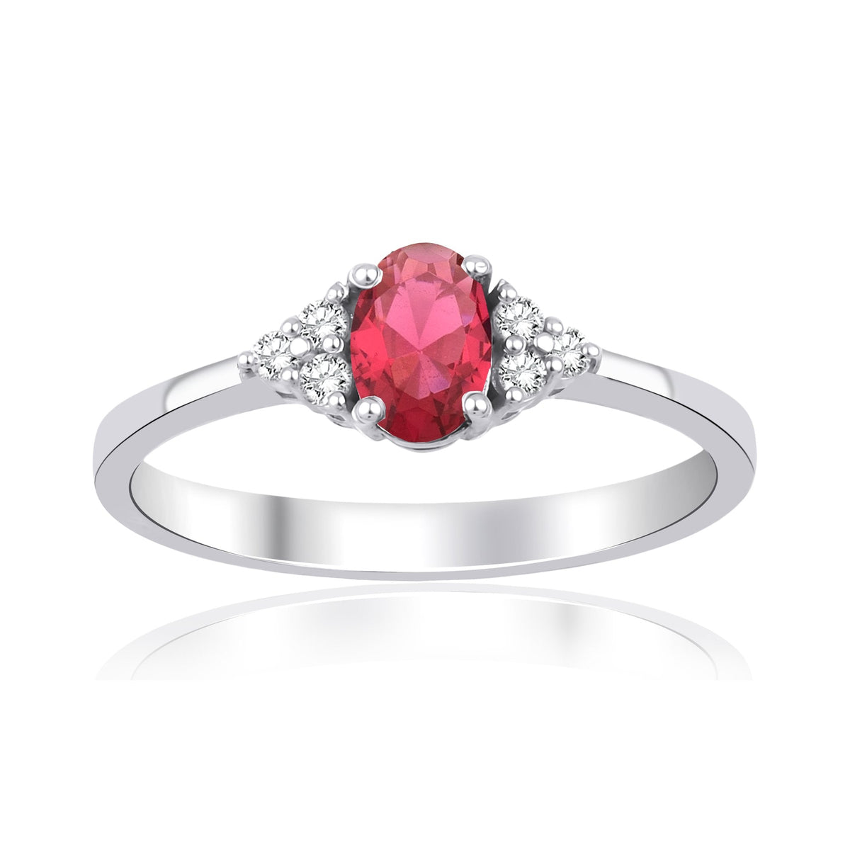 0.70 Carat Oval Ruby Diamond Ring · White Gold